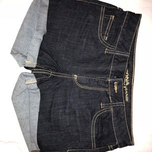 Dark colored mid rise shorts